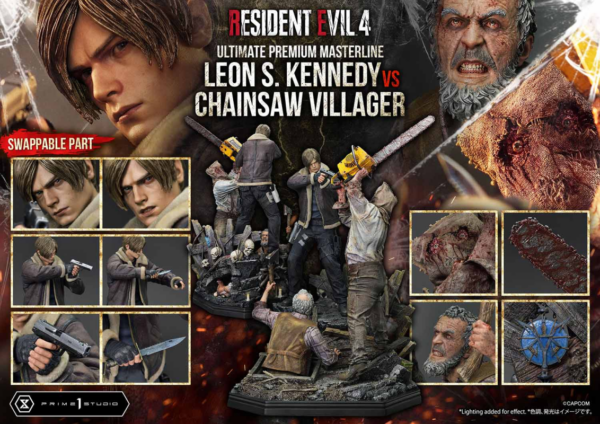 Ultimate Premium Masterline Resident Evil 4 Leon S. Kennedy versus Chainsaw Villager UPMRE4-02 UPMRE4-02S (Licensed) - Image 14